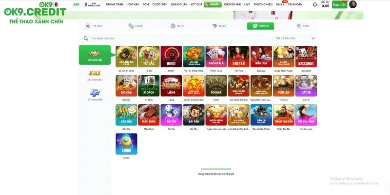 Kho game OK9 giải trí đa dạng