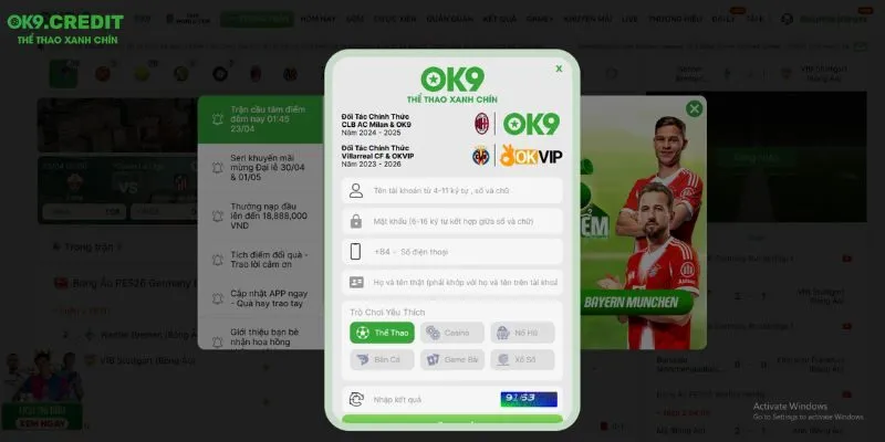 Quy trình đăng ký giải trí cùng OK9